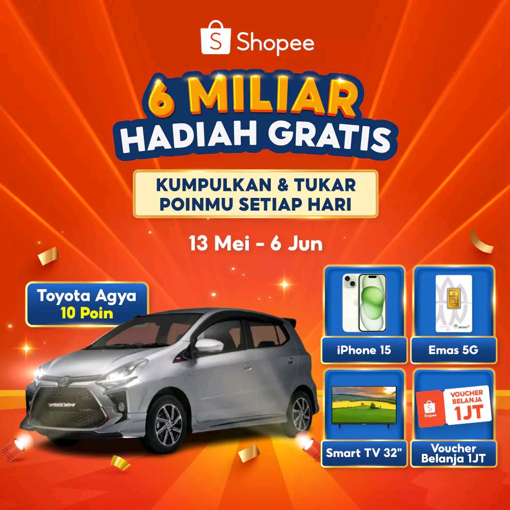 justclickitt's tweet photo. [13 Mei - 6 Juni] Shopee 6.6 Great Mid Year Sale! Ayo share 6 Miliar Hadiah Gratis, Kumpulkan Poin dan Klaim Hadiahmu! Bantu temanmu dengan KLIK tautan ini! https://t.co/GQ9Afo4eQL https://t.co/tjABP2WAGY