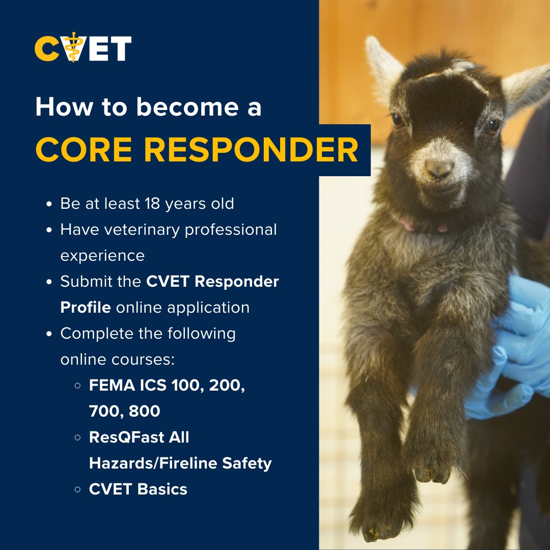 Are you a #veterinary professional interested in helping animals impacted by #disasters? Consider becoming a trained @cvetucdavis Core Responder! To get started, email us at cvet@ucdavis.edu