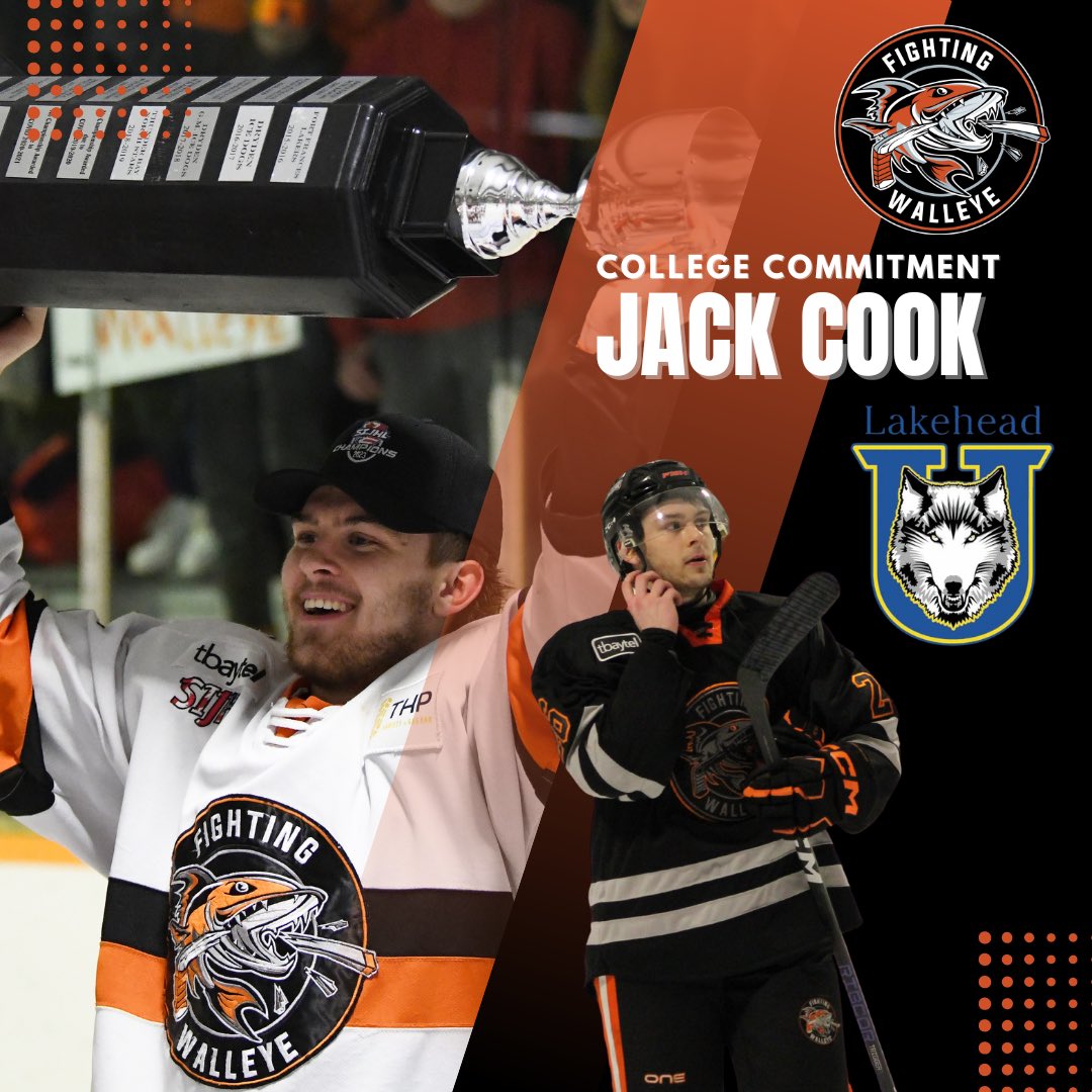 🚨 Jack Cook Commits to Lakehead 🚨

The Kam River Fighting Walleye congratulate former defenceman Jack Cook on his commitment to the Lakehead University Thunderwolves hockey program. 

Congratulations Cookie!