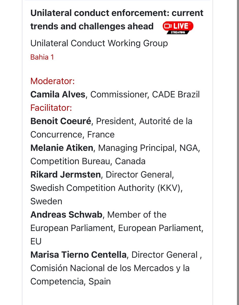 🗓️ Happy to share the French experience with unilateral conduct enforcement, and discuss current challenges, tomorrow 16 May 9.00 (UTC-3) at the @IntCompNetwork Annual Conference in Sauípe, Brazil.