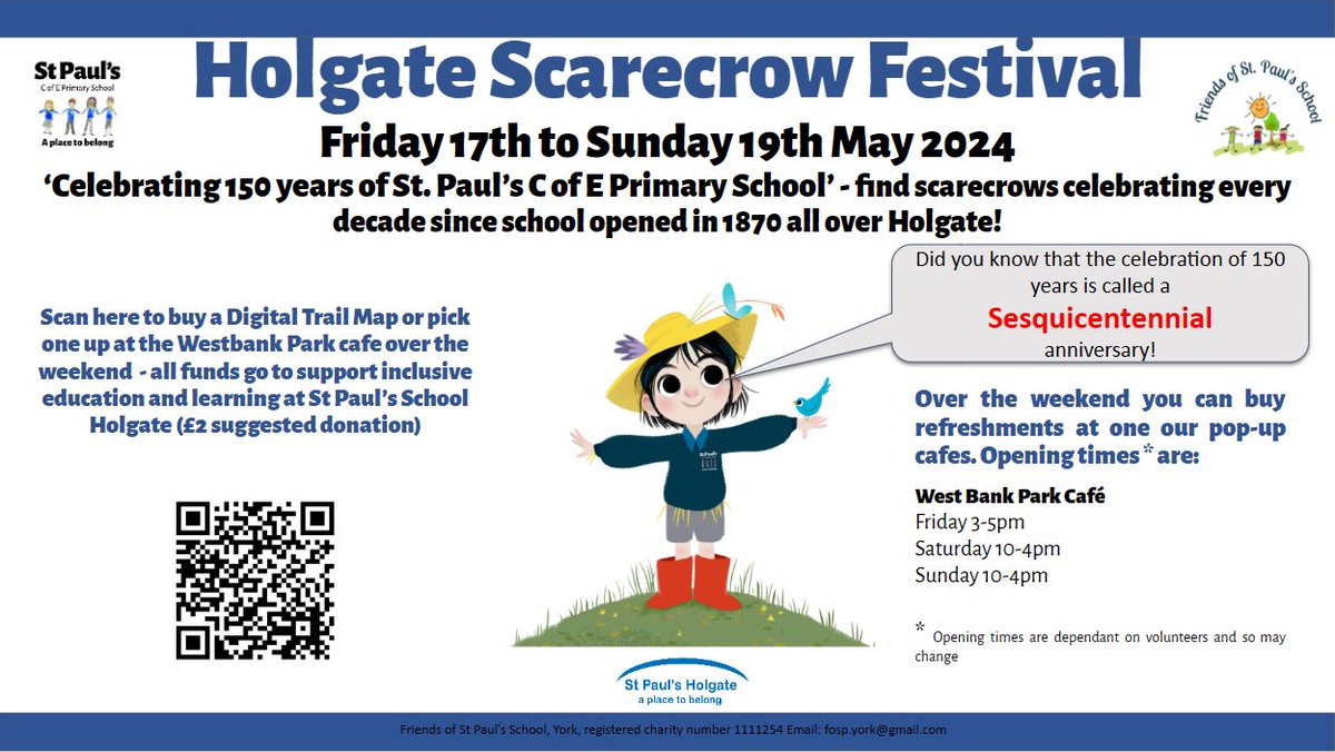 The weather is looking perfect for a scarecrow trail this weekend…😊☀️⛅️ come and enjoy the fun!@StPaulsCofEYork <a href="/WestBankPark/">West Bank Park</a> <a href="/HolgateWindmill/">Holgate Windmill</a>