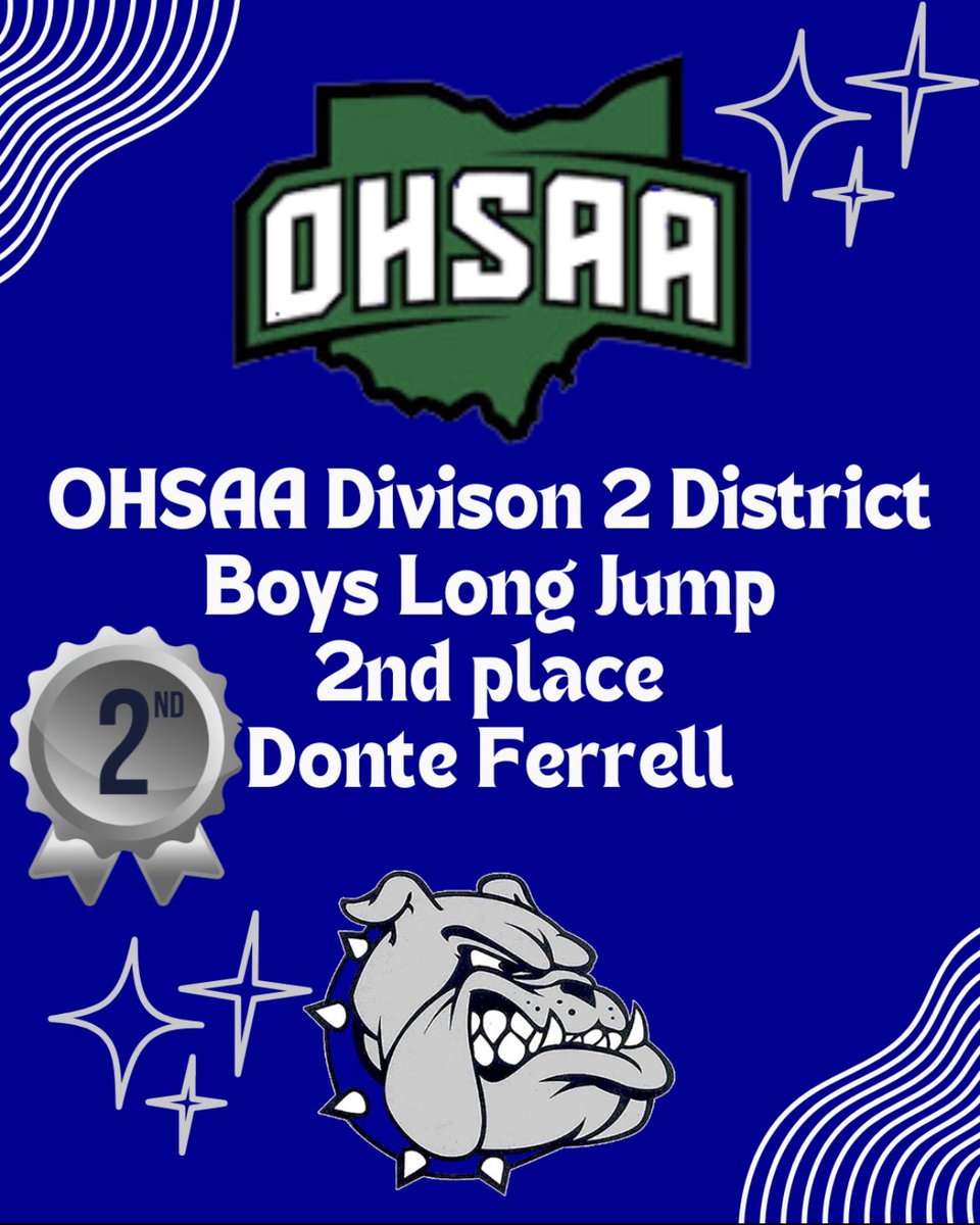 Shout out to Donte Ferrell for place first in the OHSAA Division 2 District: Boys High Jump| 1st place 🥇🥇💪🏾 Boys Long Jump| 2nd place See you at regionals!