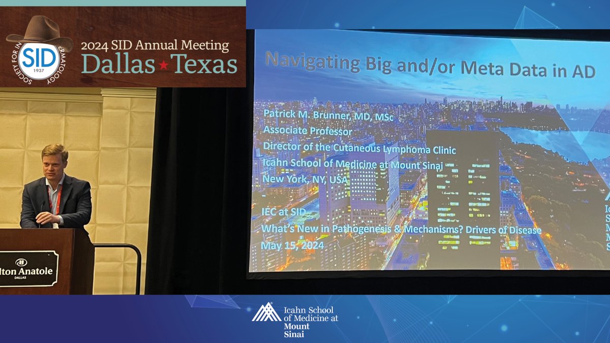 Mount Sinai Dermatology (@mshsderm) on Twitter photo “Navigating Big and/or Meta Data in AD” was presented by <a href="/DrPBrunner/">Patrick Brunner, MD, MSc</a> at the International Eczema Council (IEC) Symposium—What's New in Pathogenesis & Mechanisms: Drivers of Disease <a href="/SocInvestDerm/">Society for Investigative Dermatology</a> Annual Meeting #Dallas <a href="/EmmaGuttman/">Emma Guttman-Yassky</a> <a href="/IcahnMountSinai/">Icahn School of Medicine at Mount Sinai</a> “Navigating Big and/or Meta Data in AD” was presented by <a href="/DrPBrunner/">Patrick Brunner, MD, MSc</a> at the International Eczema Council (IEC) Symposium—What's New in Pathogenesis & Mechanisms: Drivers of Disease <a href="/SocInvestDerm/">Society for Investigative Dermatology</a> Annual Meeting #Dallas <a href="/EmmaGuttman/">Emma Guttman-Yassky</a> <a href="/IcahnMountSinai/">Icahn School of Medicine at Mount Sinai</a>