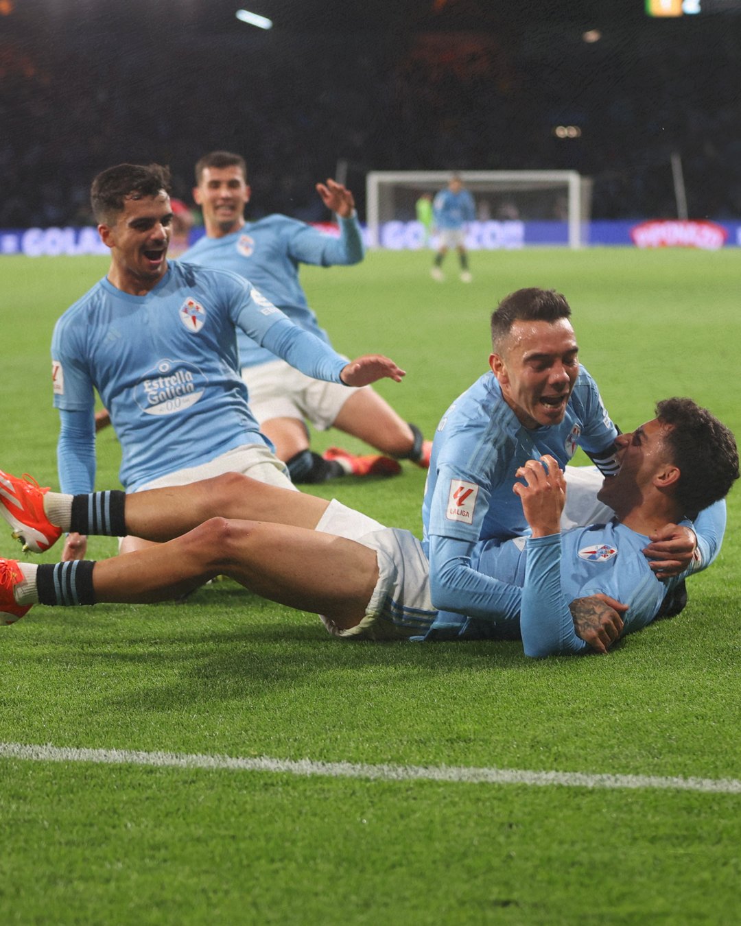 Celebración del gol del Celta