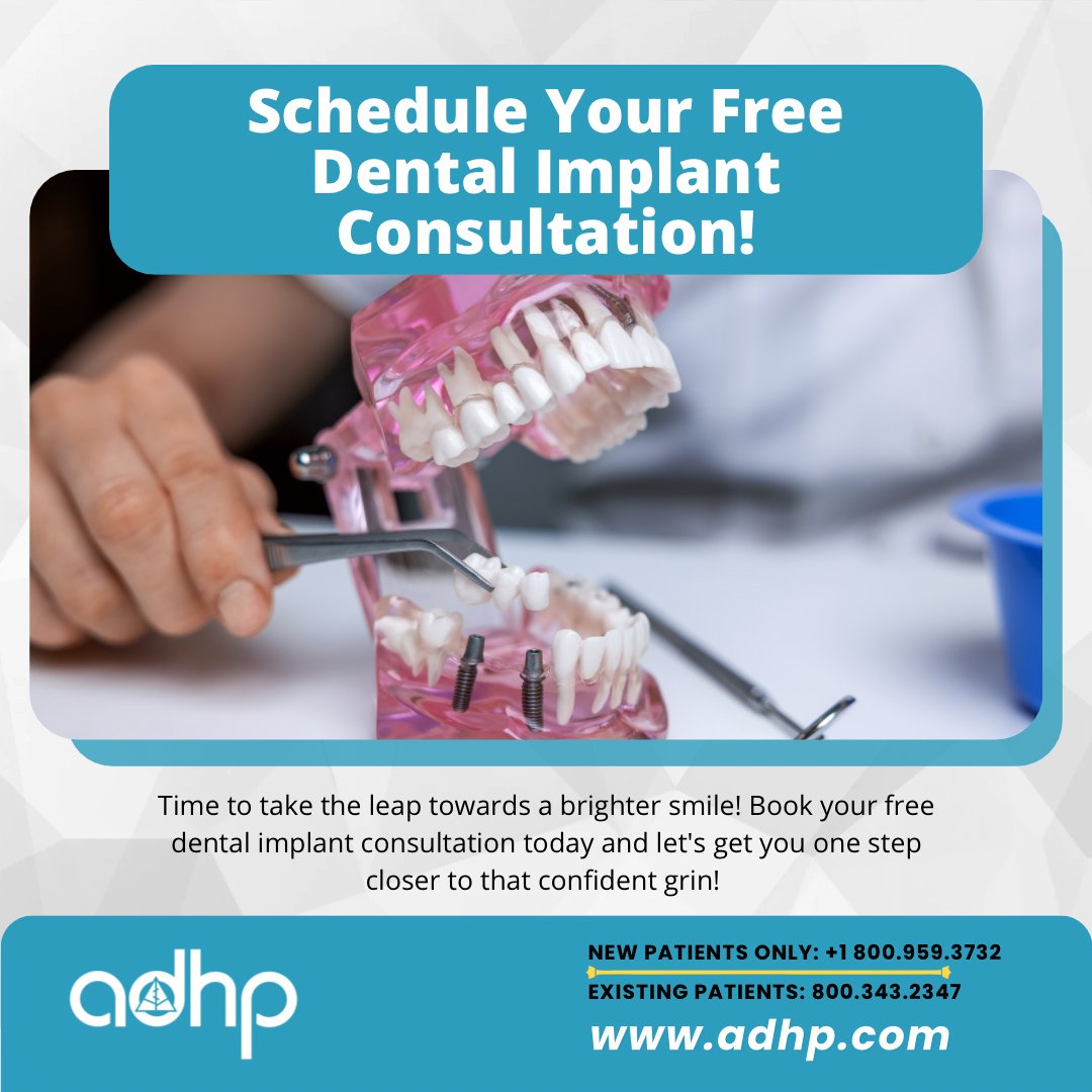 teethimplantsdr's tweet image. Ready for a new smile? Get Your Smile Back! Book your free dental implant consultation today! 
#ADHP #DentalCare #HealthySmile #FreeConsultation