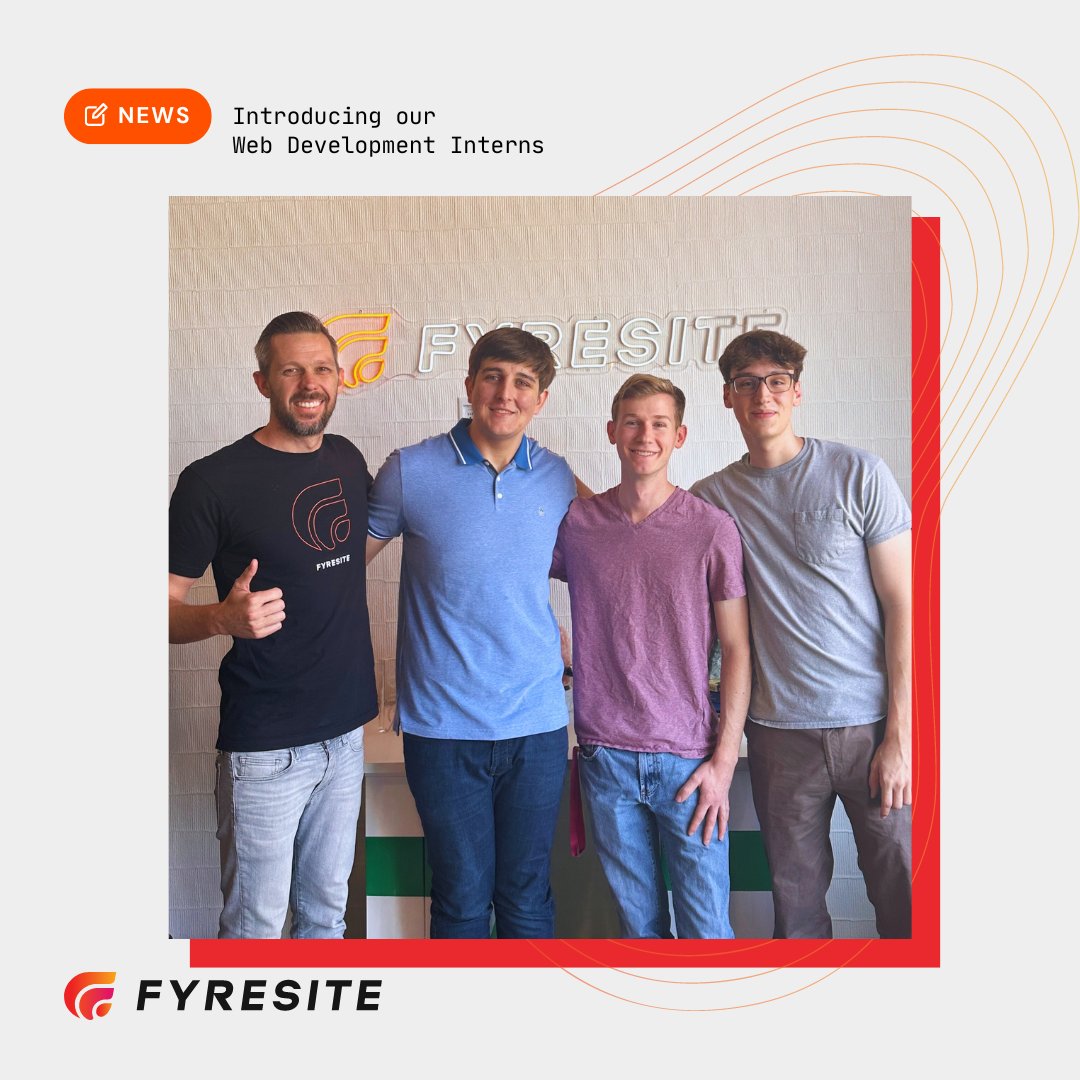 Introducing our latest additions to the Fyresite team! Matt, Noah, and Andrew 🥳
Our 3 latest interns will be collaborating on a unique project over the coming months and learning while they do it!
#fyresite #internship #webdevelopers