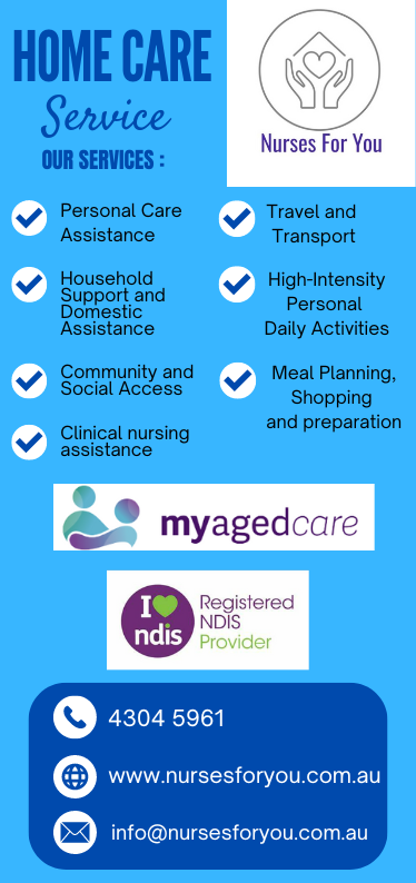 Nurses for You is located on the Central Coast in NSW and is ready to take on more business.
#NursesForYou #CentralCoastProviders #NDIS #Care #DisabilityAwareness #CentralCoast #NSW #AgedCare #MyHomeCare #ClinicalNursingAssistants #RN #NDISProvider