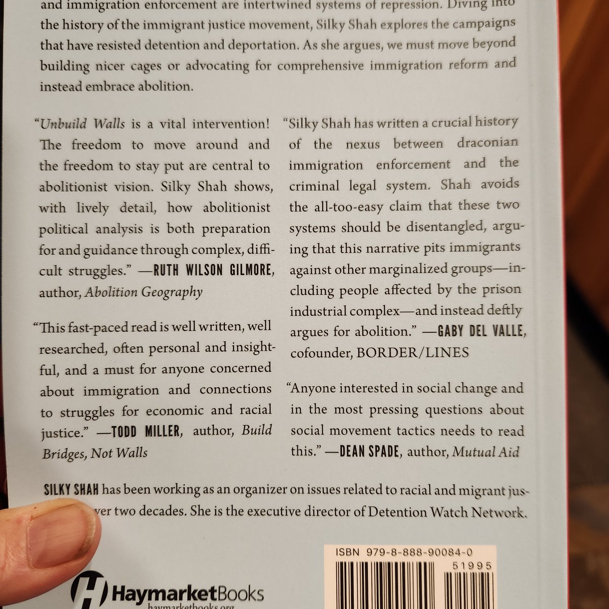 Woot got my copy of #UnbuildWalls by @silkys13 in the mail today and it has been blurbed by some of the GOATs for sure.