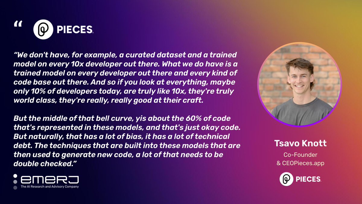 .@getpieces CEO Tsavo Knott explains the many challenges for driving human expertise in software development workflows on a recent episode of the '#AIinBusiness' podcast: 

podcast.emerj.com/the-market-and…