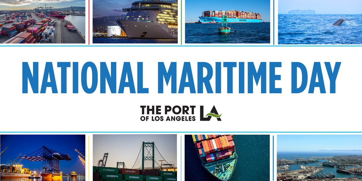 Today is #NationalMaritimeDay, a time-honored tradition that recognizes one of our country’s most important industries. With more than 90% of trade moving on water, #PortofLA proudly celebrates maritime transportation, which supports international trade and the global economy.
