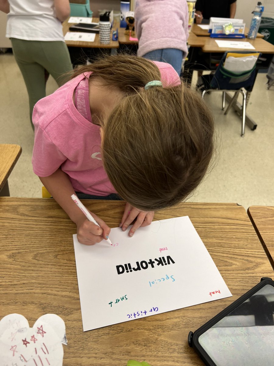 ClassWithMissK's tweet image. Today was letter K for our ABC countdown. K for Kindness day! We rotated around the classroom writing kind things about each of our classmates.