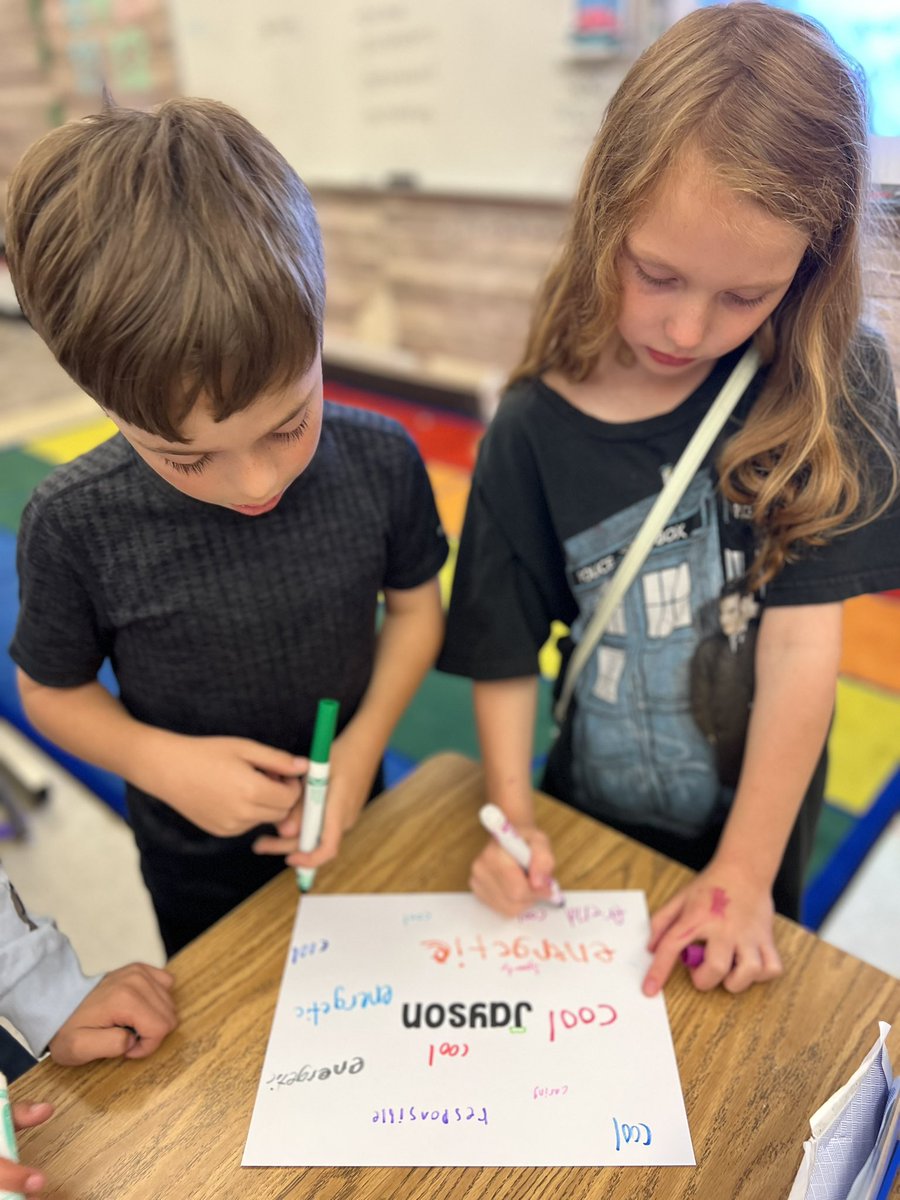 ClassWithMissK's tweet image. Today was letter K for our ABC countdown. K for Kindness day! We rotated around the classroom writing kind things about each of our classmates.