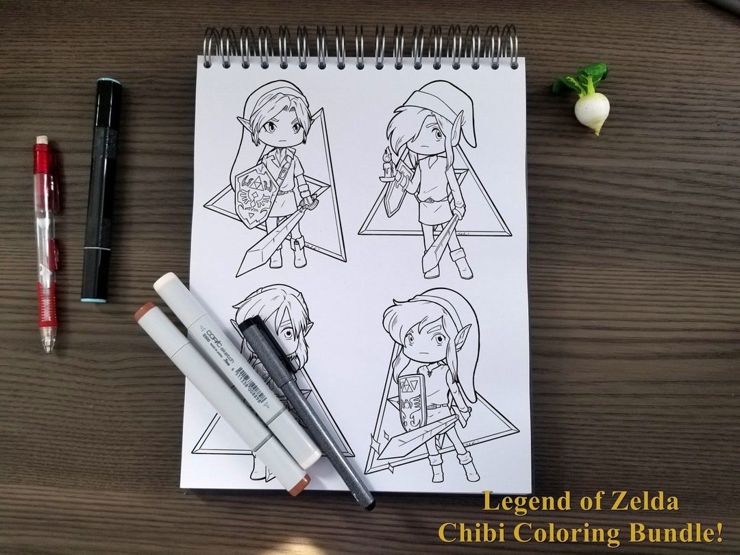 I love the Legend of Zelda. Look at these cute little Links, inspired by four classic games!  You can give them some color and laminate them, hang them up, take them with you, blast off of the planet together. You know, regular normal stuff.

#coloringpage