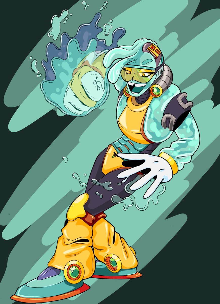Sliding into action and spreading good cheer where he goes! Cascade Higado is your guy for getting out of slippery situations! 
#BraceDoodles #Higartdo #MegamanX #ロックマンX