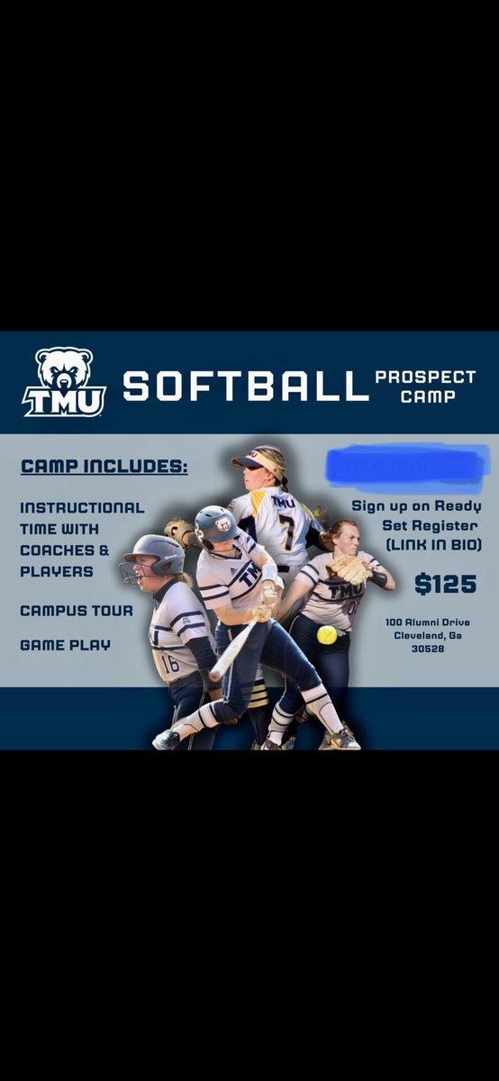 Camp Season! TMU softball will be having prospect camp on June 29th. All uncommitted high school ages and juco players are welcome. Sign up with link in bio #GoBears