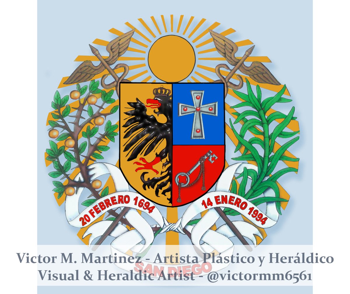Escudo de Armas del Municipio San Diego del estado Carabobo. Fundada el 14 de Febrero de 1.694. Arte y diseño por el artista Plástico y Heráldico Victor M. Martinez, por favor siga y apoye mi obra #Venezuela 🇻🇪

#SanDiego ♥ #art #arte #heraldry #Heraldica #digitalart #Carabobo