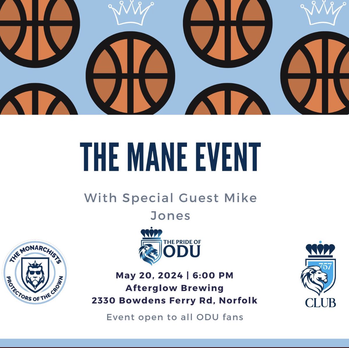 Hoping to see a huge turnout from Monarchs Nation on Monday. Updates on all things ODU Hoops!!! From players, to scheduling, to uniforms - any and everything. Please come out - I will have some of our guys with me. . . and possibly a couple of very special giveaways!!! #WeUp Go