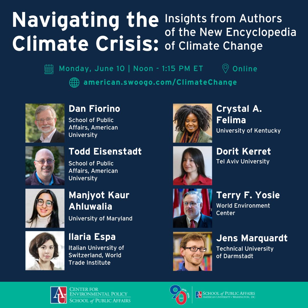 Our Encyclopedia of Climate Policy is coming out! You're invited to join the virtual launch will be on June 10, 2024, from 12:00-1:15 US eastern time! @ManjAhluwalia @TerryYosie @ElgarPublishing