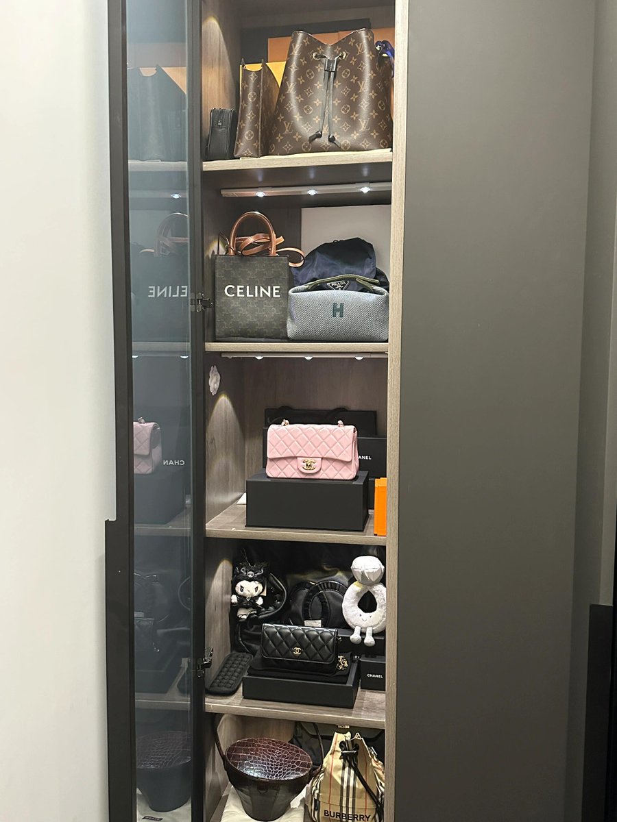 johnxtren's tweet image. In the corner of the L-shaped wardrobe, my bag cabinet has reached the next level.