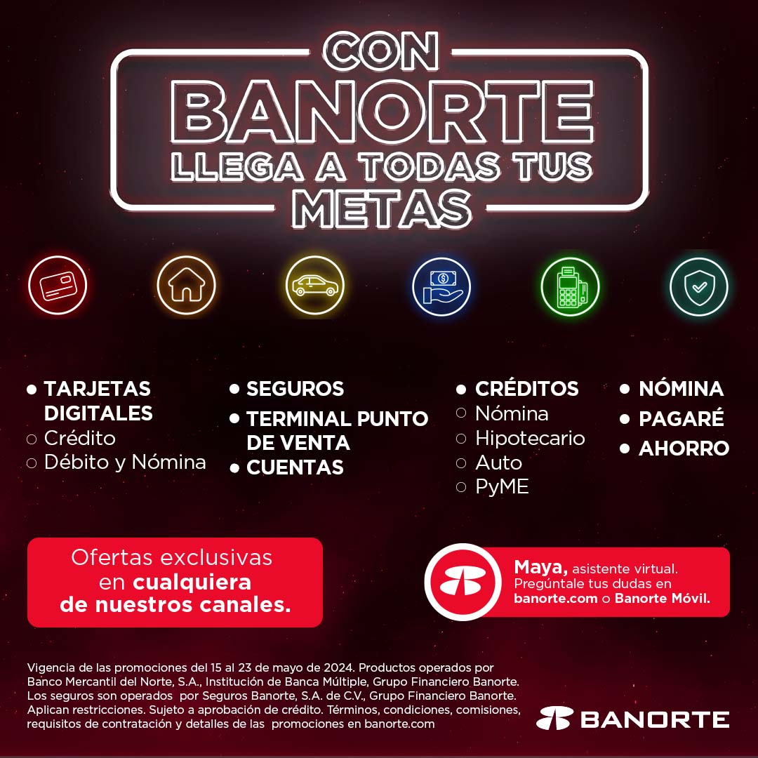 En esta temporada tenemos para ti promociones exclusivas en Seguros, Cuentas, Pagaré y más, para que llegues a todas tus metas y disfrutes de nuestras bonificaciones al comprar con tu Tarjeta de Crédito. Conoce más: banorte.com/hotsale2024 Aplican restricciones. #HotSaleBanorte