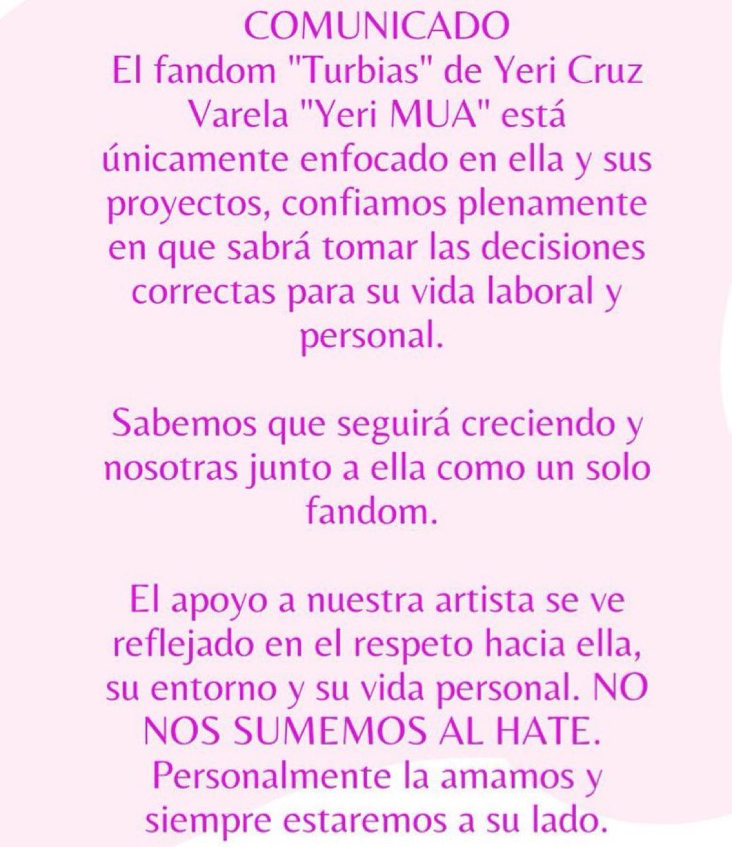 Josiiiee77's tweet photo. Turbias de Yeri Mua estamos solo para Yeri Mua y apoyamos su carrera músical respetando sus decisiones a su vida personal 👸 https://t.co/9Vi3bXPj5G