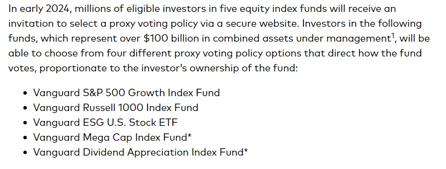 🚨 Vanguard update for certain funds 👇 If you are invested in any of the five Vanguard funds listed below, make sure you received the invitations to vote yourself, or contact them to get them. #VotedTesla24 corporate.vanguard.com/content/corpor…