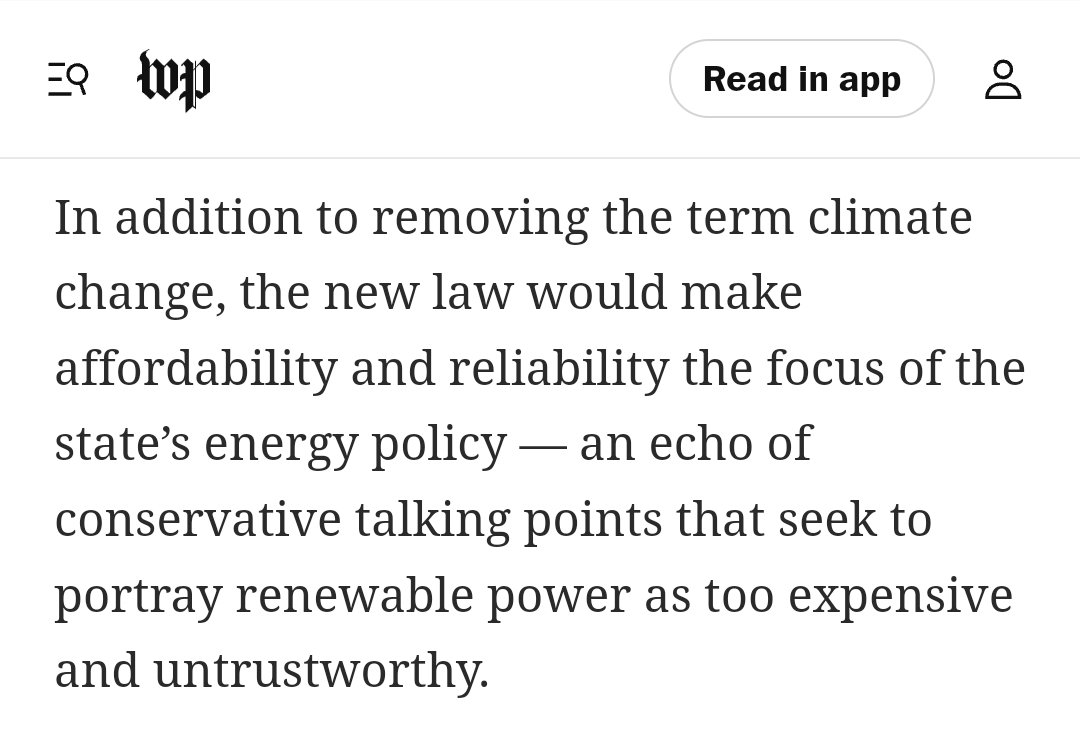 Florida's new energy law, according to WashPost: 'The new law would make affordability and reliability the focus of the state’s energy policy' ✅️