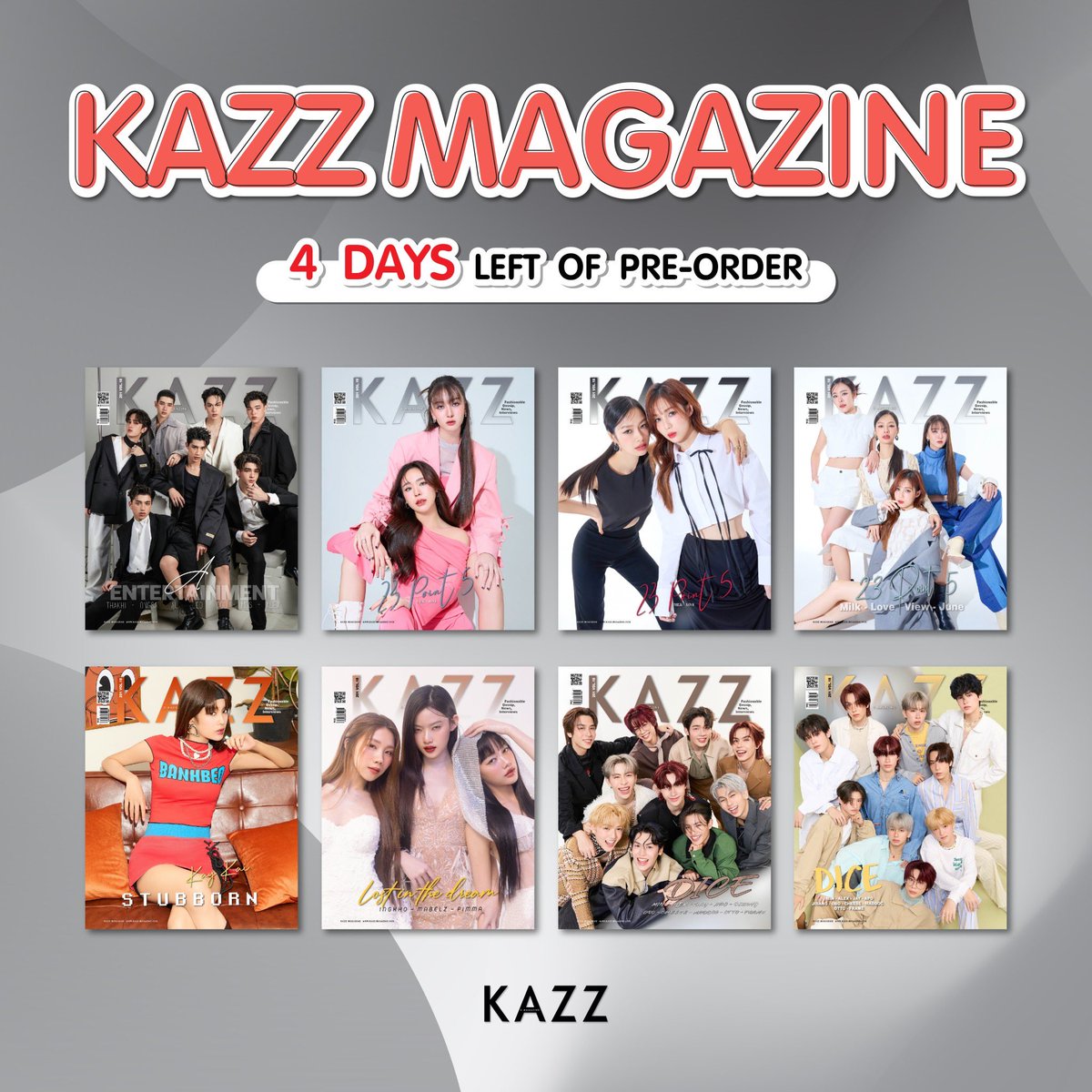 4 DATS LEFT!!

โค้งสุดท้าย!!! สำหรับการจับจองเล่มสุดจอสระจึ้ง!!! KAZZ MAGAZINE issue.201 ห้ามพลาดนะ~ ❤️‍🔥

➖ พรีออเดอร์ : kazzmarket.com
➖ For Foreigners :  worldwide.kazzmarket.com

#KAZZMAGAZINE