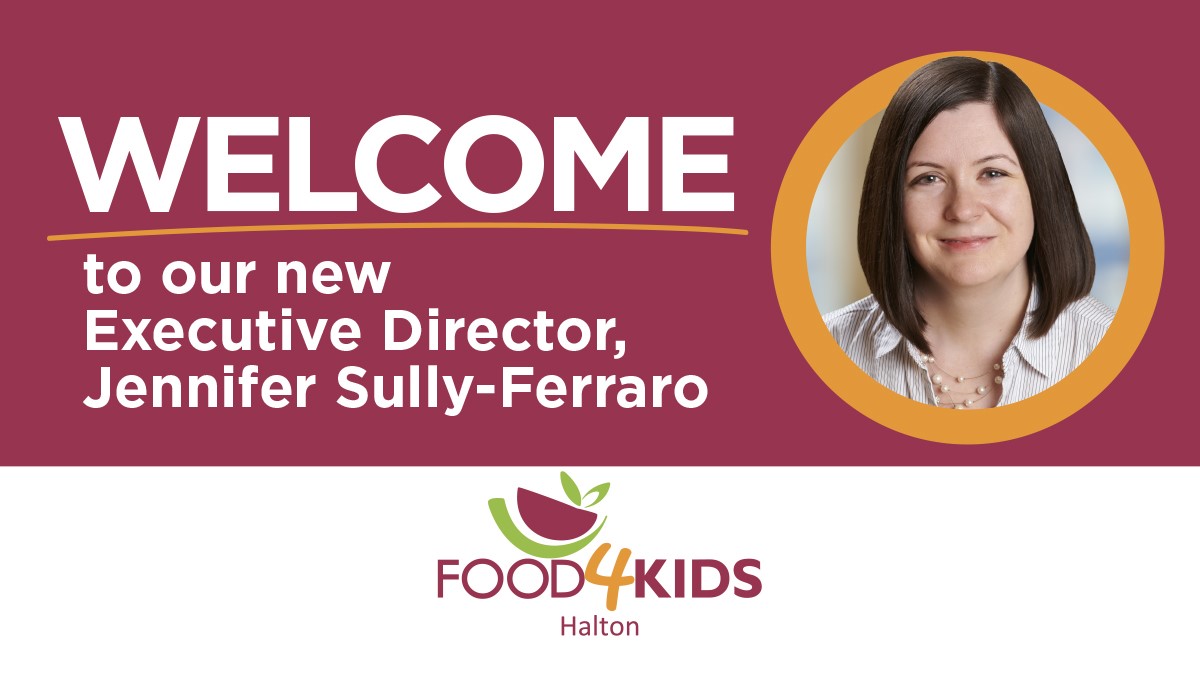 We are proud to announce Jennifer Sully-Ferraro as Food4Kids Halton’s new Executive Director, effective June 10th! Jennifer brings to the role over 15 years of leadership experience in the non-profit sector, focused on addressing poverty and homelessness. #WelcometotheTeam