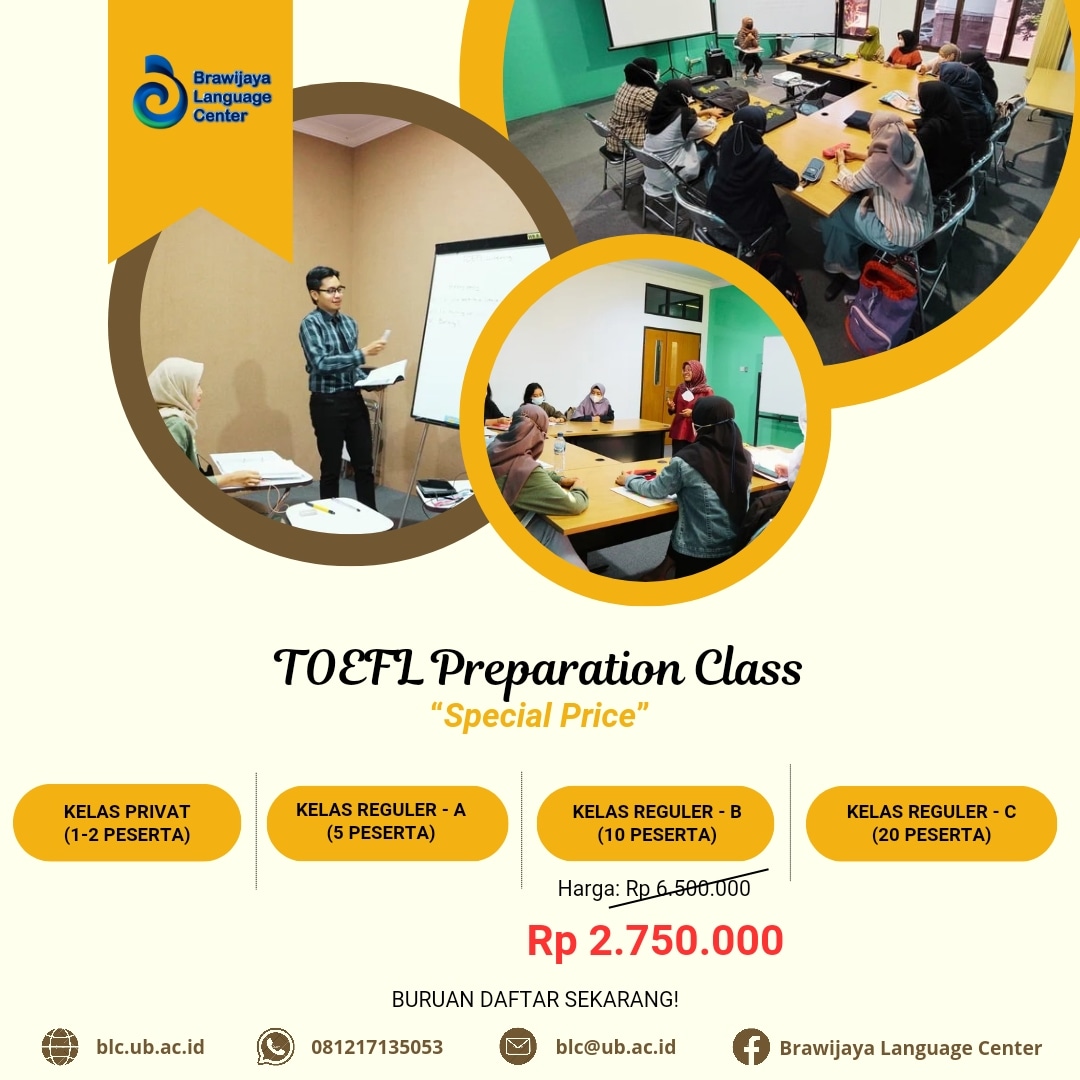 Haallooo!! Yang ingin kursus untuk persiapan tes TOEFL ITP. Yuuukk bs daftar di BLC!

#toefl 
#kursustoefl 
#kursustoeflmalang 
#toeflpreparation
#blc
#blcub