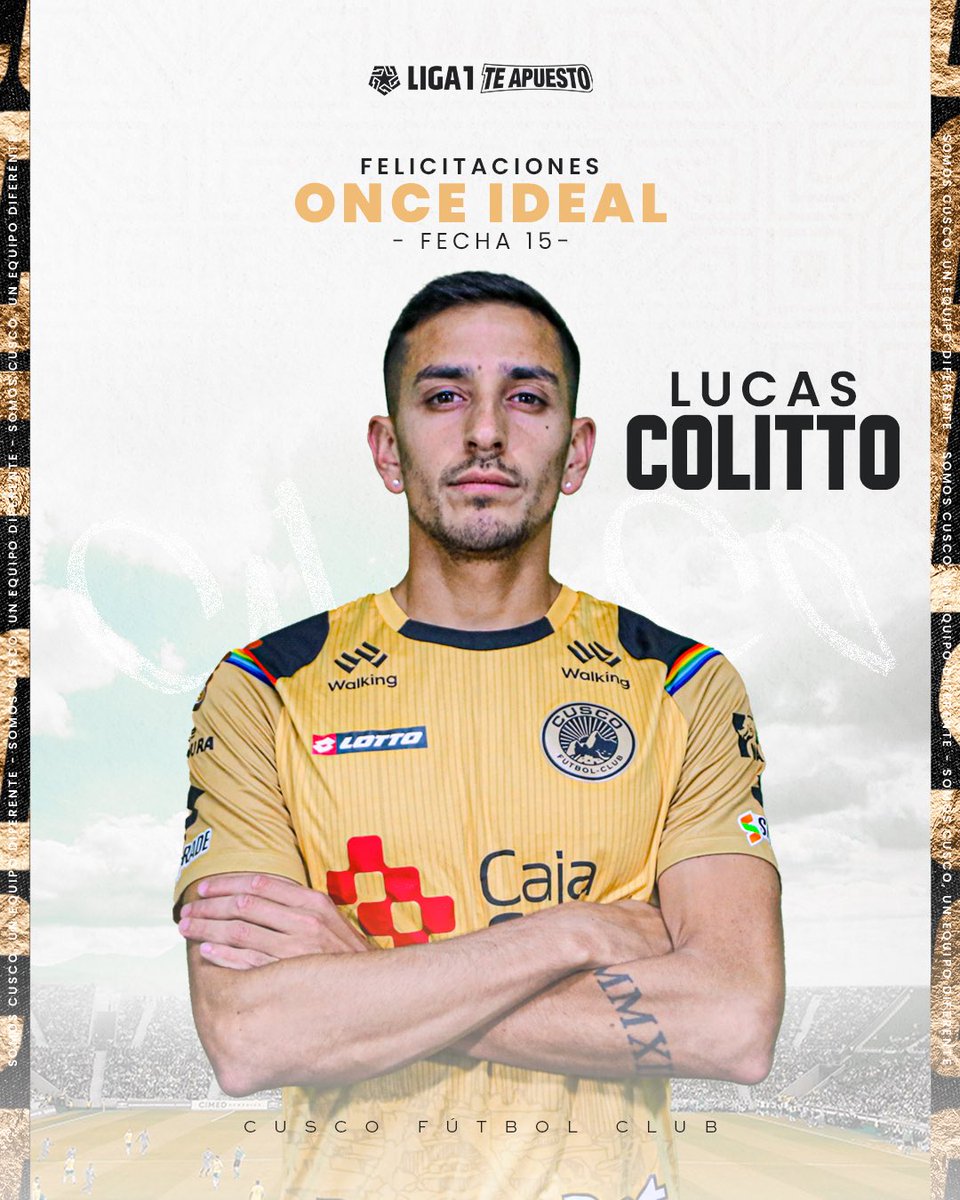 🤩 ¡Felicidades, Lucas Colitto! 🌟 

Ha sido reconocido por tu destacada actuación en el once ideal de la fecha 1️⃣5️⃣

Tu dedicación y habilidad en el campo son un orgullo para todos nosotros. ¡Sigue brillando con el Cusco! 💪⚽️💛 

#OnceIdeal
#SomosCusco 
#UnEquipoDiferente