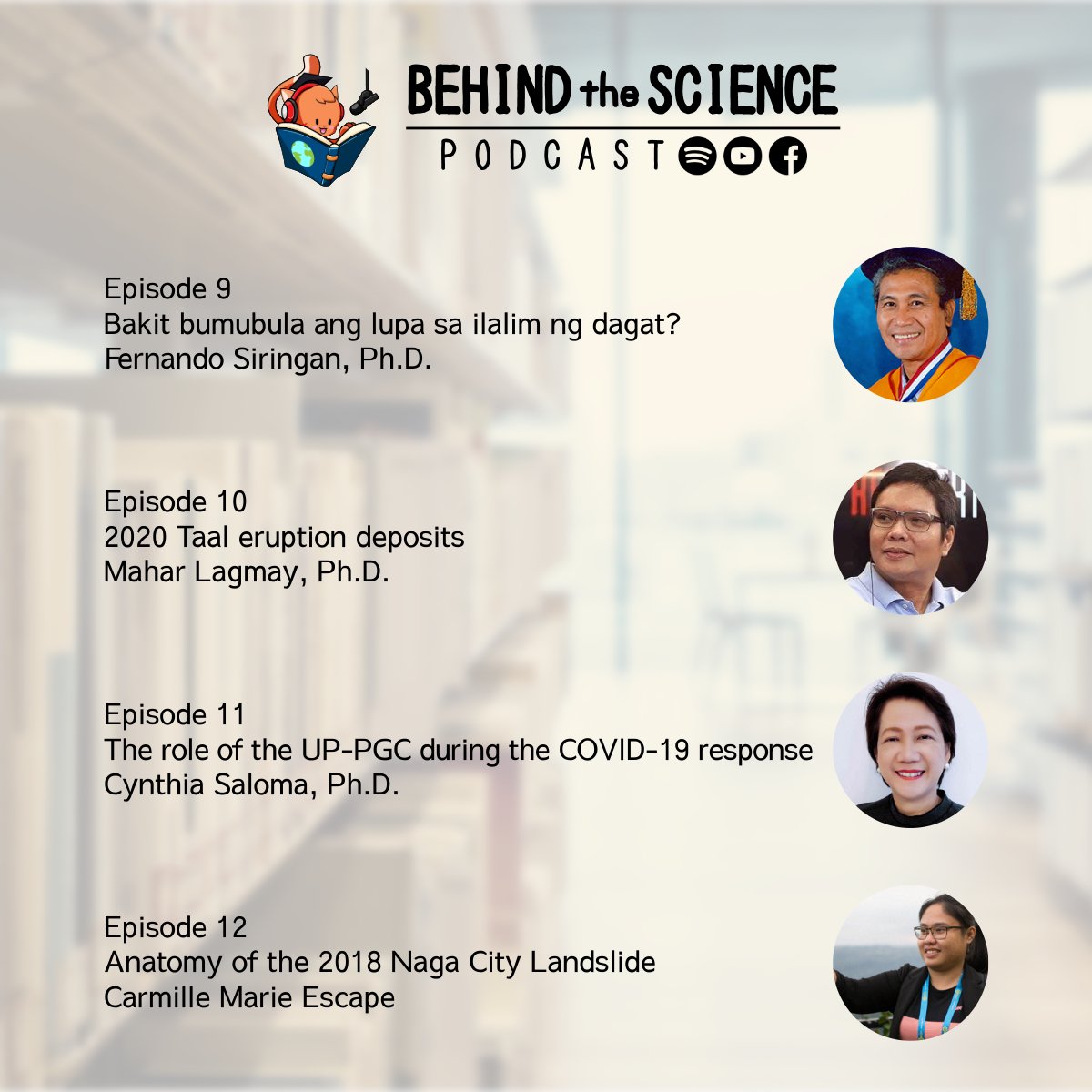 pcmflores19's tweet photo. Kung mahilig kayo sa podcast baka interesado kayong makinig/manood ng podcast namin na Behind The Science Podcast. Dito ay nag-iimbita tayo ng mga scientist para pag-uusapan ang mga behind-the-scenes ng research nila simula sa conceptualization hanggang publication 😀 https://t.co/oDgjxM437p