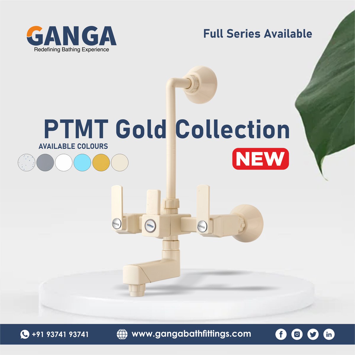 PTMT Wall Mixer with Bend - Ganga Bath Fittings
CP Bath Fittings / PTMT Bath Fittings / Sanitaryware
Inquiry on: 93741 93741
#CPBathFittings #Sanitaryware #Faucets #Taps #ganga #PTMT