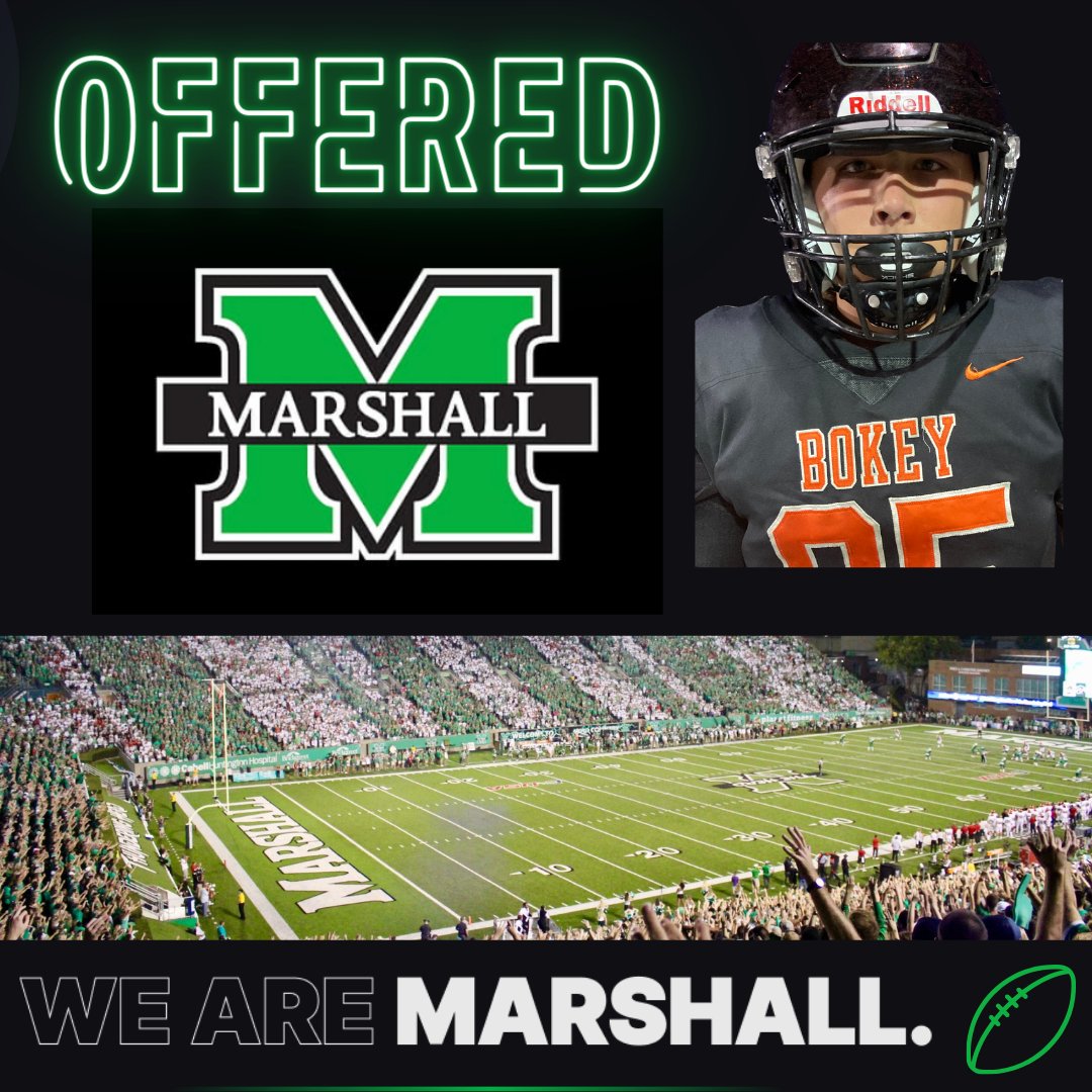 Excited to receive an offer from Marshall University Football @HerdFB @street_ralph @CoachHoun @coachemartin @GreatCeaser27 #RecruitBokey