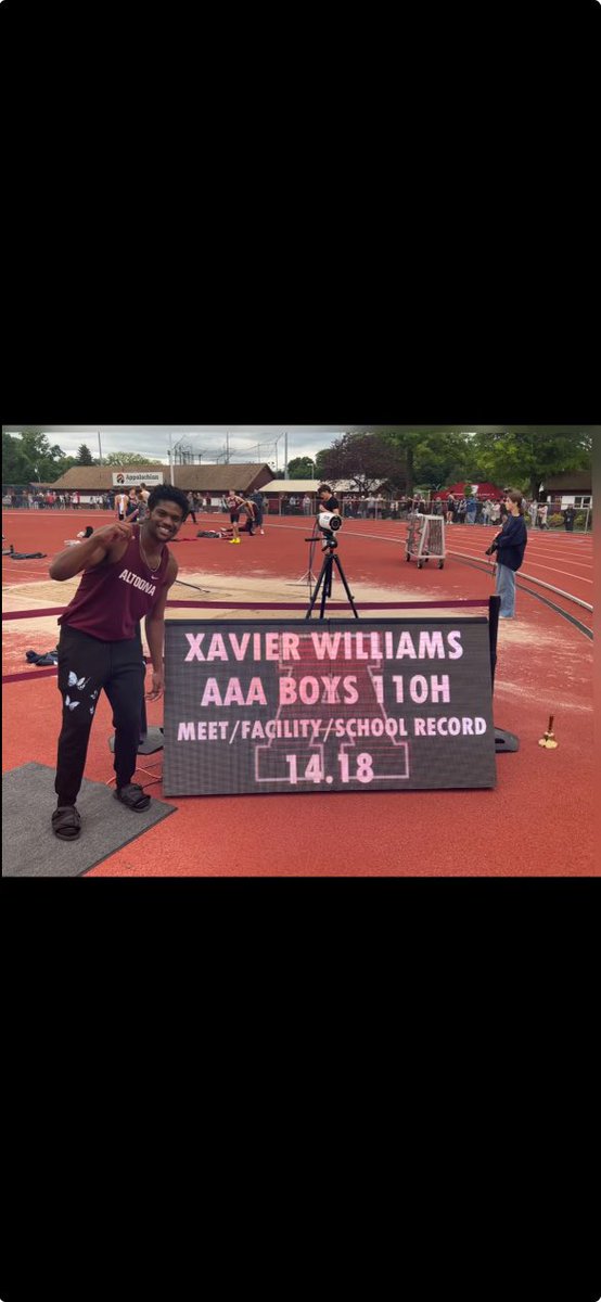 AltoonaAthletic's tweet photo. Great record breaking performance by Xavier Williams today at the District 6 Track Championships.  His future is bright !  @AASDSuper @altoonastrength @AltoonaEcho @altoonatrack #AltoonaProud https://t.co/ynjgBEuCQG