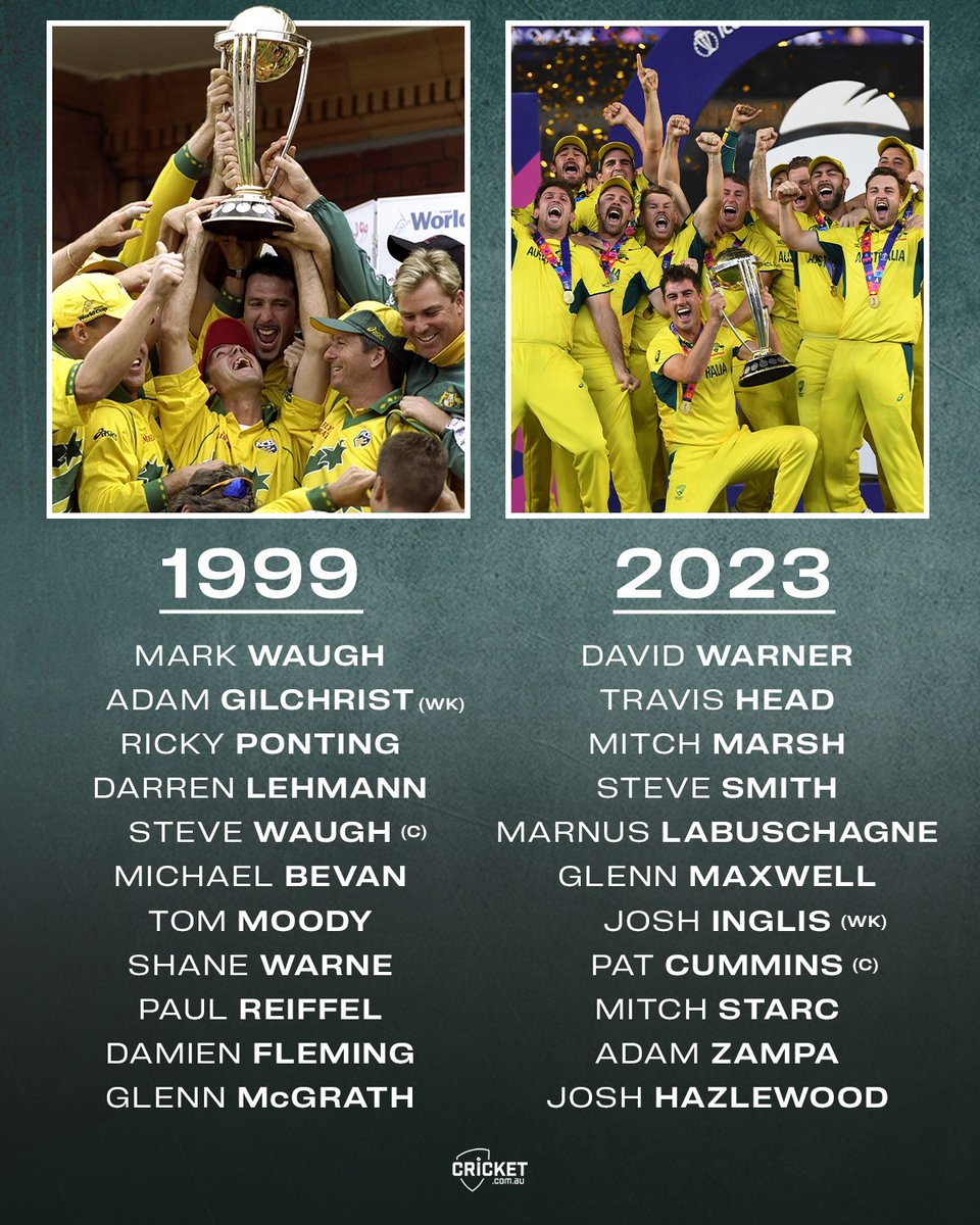 Two great teams! Which one would you choose? 🏆 Today marks 25 years since Australia’s 1999 World Cup campaign began: cricketa.us/3wC4Uwx