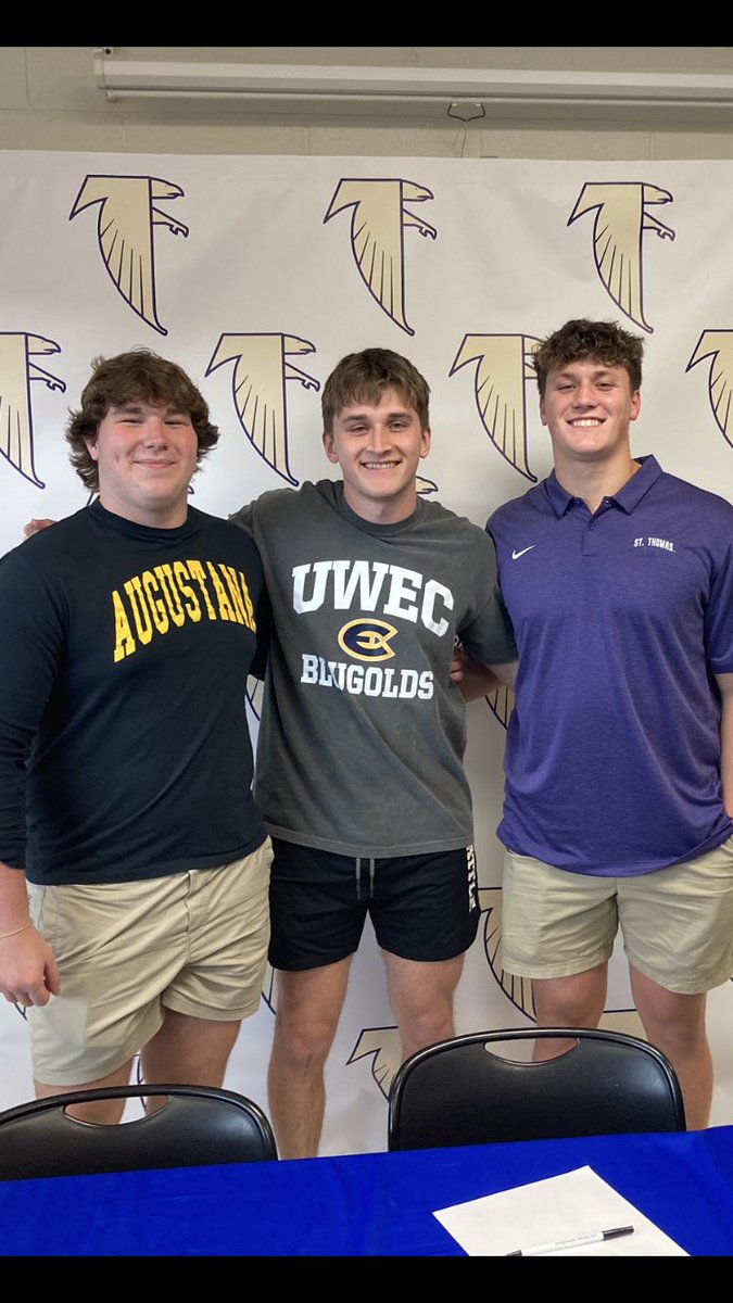 Congratulations to Matt Rambasek (Augustana), Matt Kuczaj (Wisconsin Eau Claire) & Walker Owens (St. Thomas) who will be continuing their football careers next year at the college level.