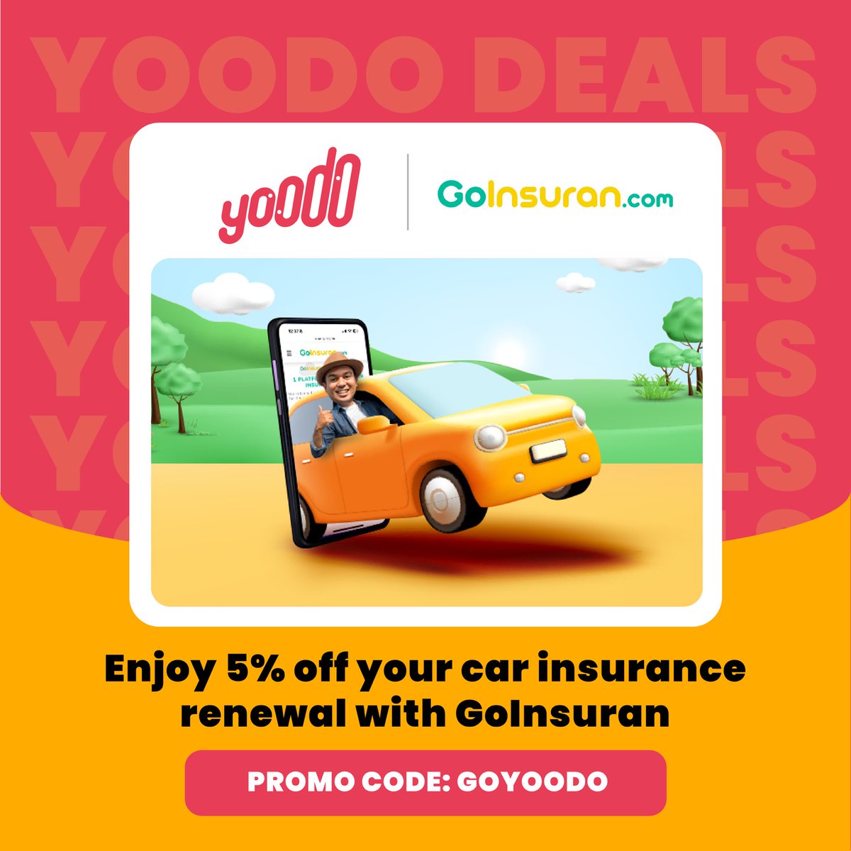 Kita nak senangkan hidup you! Guna code GOYOODO masa renew dengan GoInsuran. Steady jer 😉

#yoodo #yoodoyou