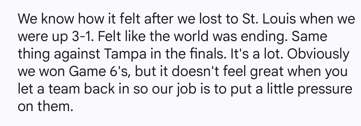 Loved this response from Nathan MacKinnon when he was asked how past experiences could help in this series:
