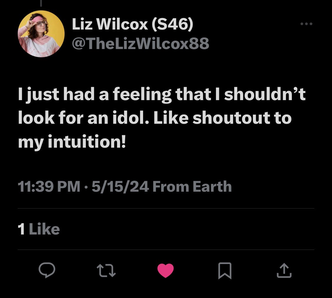 Shoutout to Liz’s intuition 

#Survivor