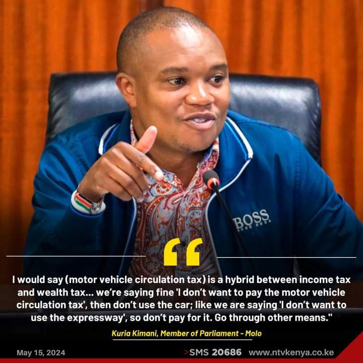 “If, you won't use your car if you don't want to pay the car tax, you dont use the express way so as not to pay, then, why pay the affordable housing tax if you don't want the house?” ~ @muchira_kinyua4 

#FinanceBill2024