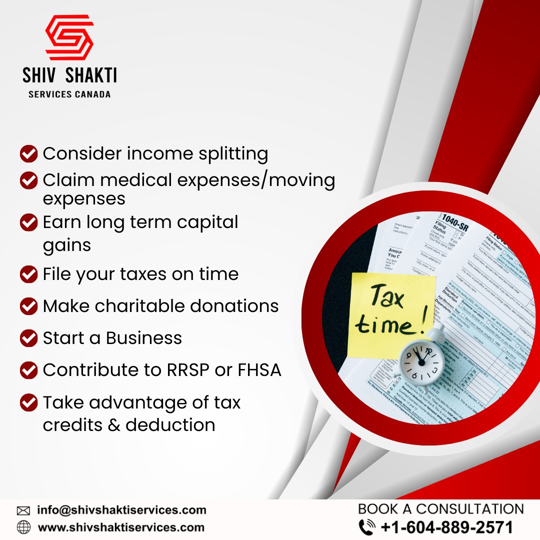 How to pay less taxes legally, get to know with Shiv Shakti Services Canada. Pay your taxes today, incase you've missed.
Call/WhatsApp: 604-889-2571
#PayYourTaxes #TaxFilingMadeEasy
#TaxFilingServicesCanada #ShivShaktiServicesCanada #SurreyBC #TaxFilingSeason #TaxFilingServices