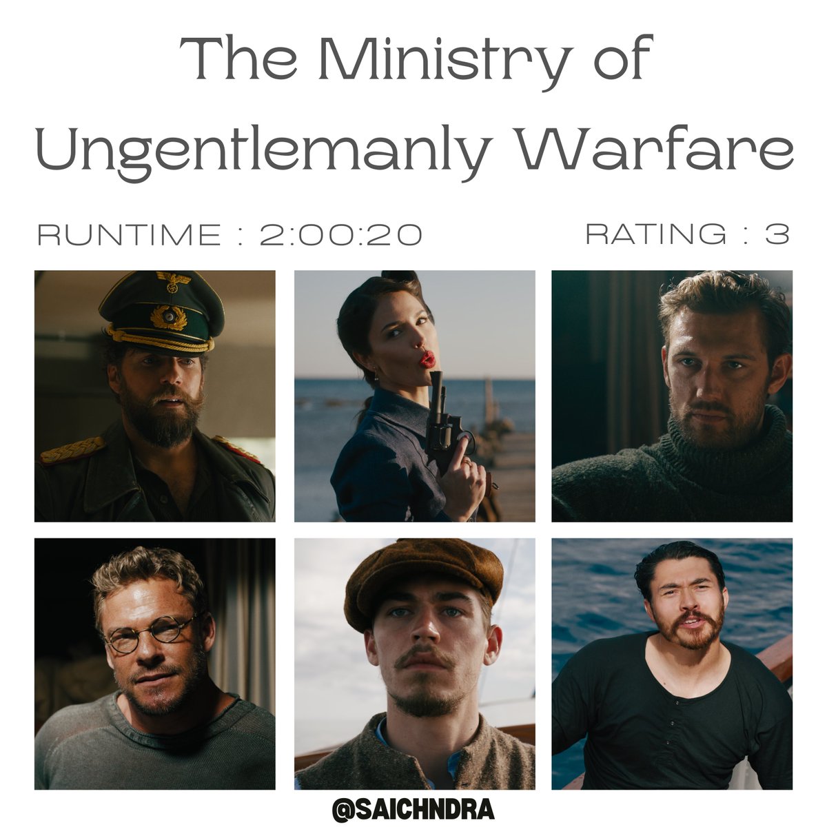#TheMinistryofUngentlemanlyWarfare: #GuyRitchie assembles a star-studded cast for a mission to take down Nazis in an ungentlemanly fashion in a passable film based on a true story….

#HenryCavill #AlanRitchson