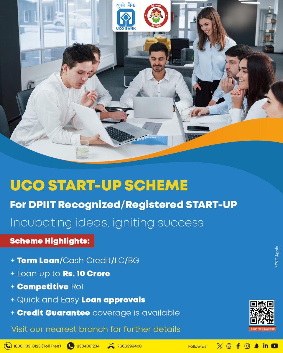 #Entrepreneurs, get ready to soar! Our bank's UCO #Startup scheme is here to support your journey. 🚀💰 Let's make your #Business dreams come true. #StartupSupport #BankingInnovation #Banking #UCOTURNS81 #81YearsOfTrust