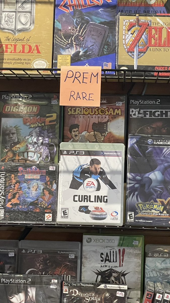 Am I seeing the future OR did my local video game store's April Fool's Day joke get me? 😂 Don't sue them @BradGushue, it IS a joke. They said people ask daily to buy it so I guess it has to move up the @grandslamcurl BIG LIST. 👀 #CurlingRocks 🥌🤘