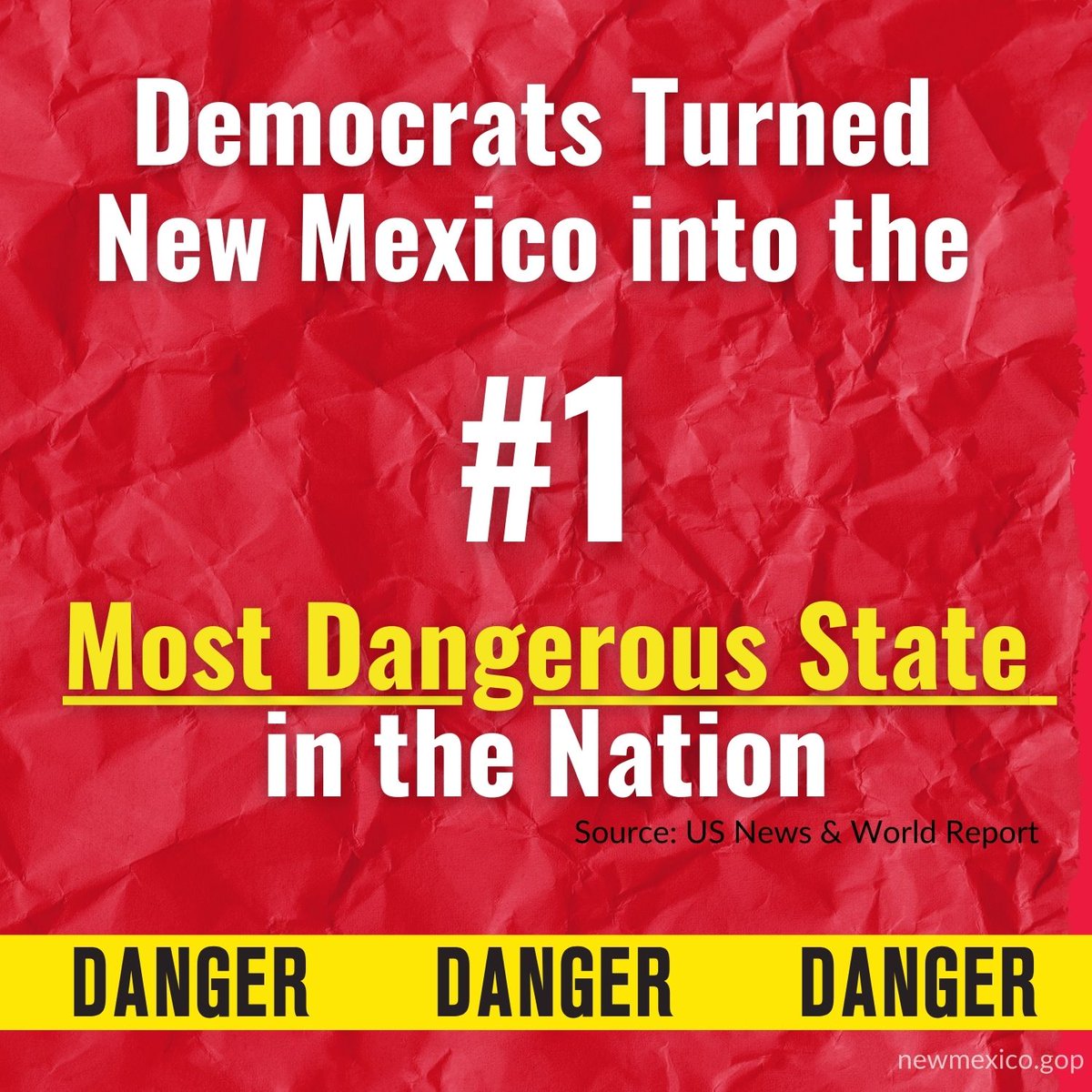 Did you know? New Mexico’s Democratic leadership has hit another milestone for the worst! >>>New Mexico is officially the #1 most dangerous state in America, according to a ranking by U.S. News & World Report. According to the platform, the ranking factors in each state's