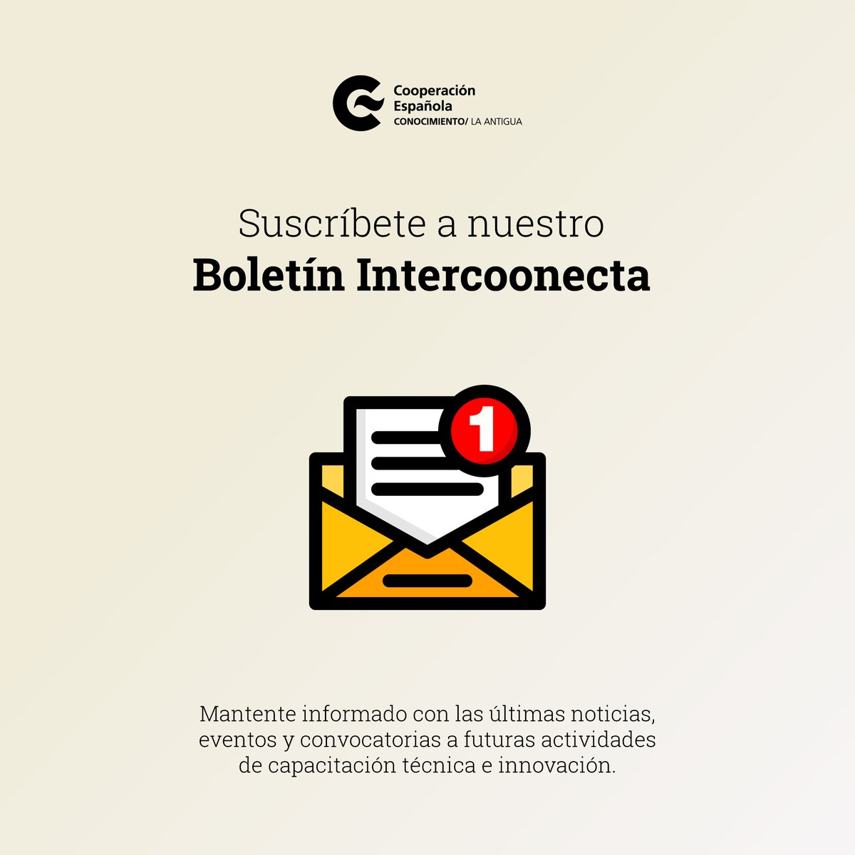 #Cooperamos #Cambiamos 💡 ¡Únete a nuestra comunidad de conocimiento e innovación! 📧 Suscríbete a nuestro boletín para mantenerte al día con nuestras noticias, convocatorias, publicaciones y mucho más. Suscríbete hoy mismo 👇 bit.ly/362VyGH