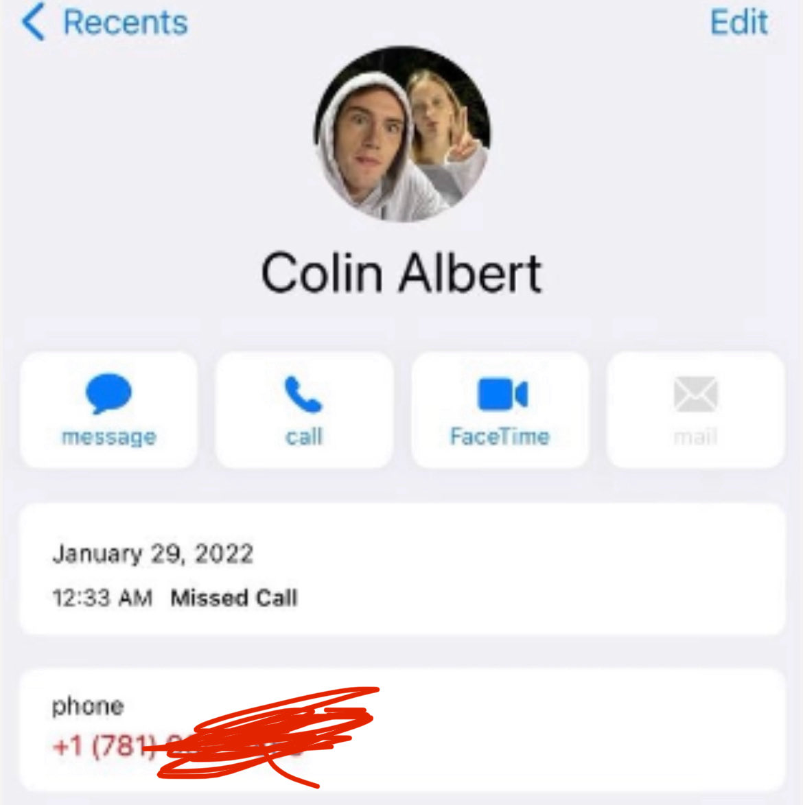 Why did Colin Albert call Erin Beatty at 12:33 if Allie McCabe said she dropped him off at home at 12:20? Why did Chris Albert try to get Tom Beatty to delete this screenshot?