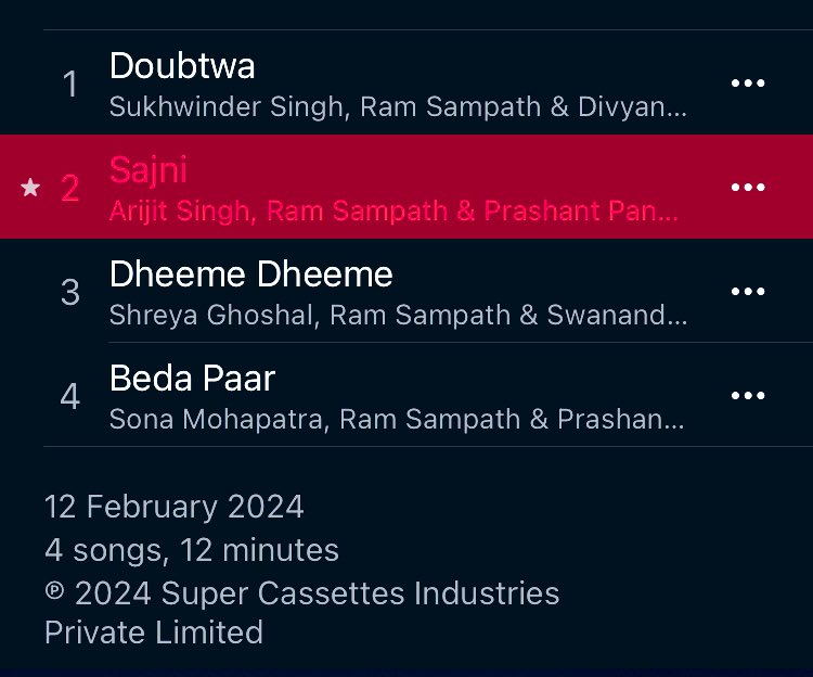 It’s so great to see #Sajni topping @AppleMusic charts — 3months after release — infact the whole soundtrack is incredible, @SonaMohapatra’s #BedaPaar really grew on me lately 💖✨ @RamSampathLive @arijitsingh @shreyaghoshal @swanandkirkire @Sukhwindermusic @prashantpandey1