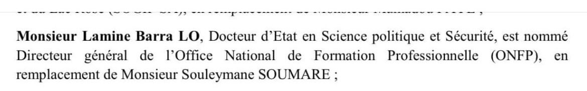 Monsieur le Président de la République @PR_Diomaye, Monsieur Souleymane SOUMARE a été remplacé à la DG de l’ONFP par Monsieur Mamadou Mounirou LY depuis le 11 janvier 2023. Plus de rigueur encore 👌 Je me remercie 😂😂😂